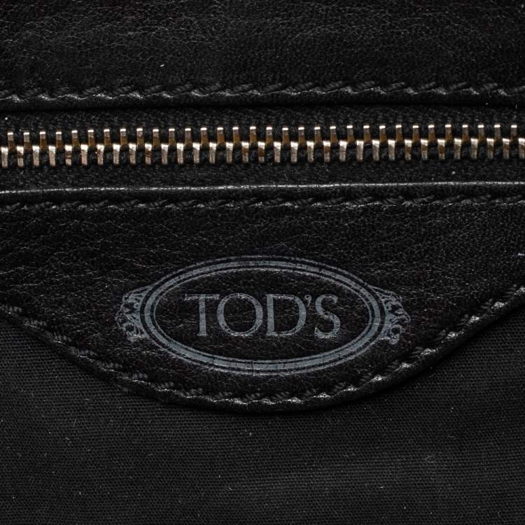 Pre Owned Tod's Black Leather Flap Hobo