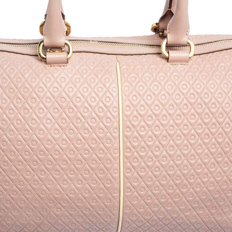 Pre Owned Tod's Pink/White Signature Leather Boston Bag