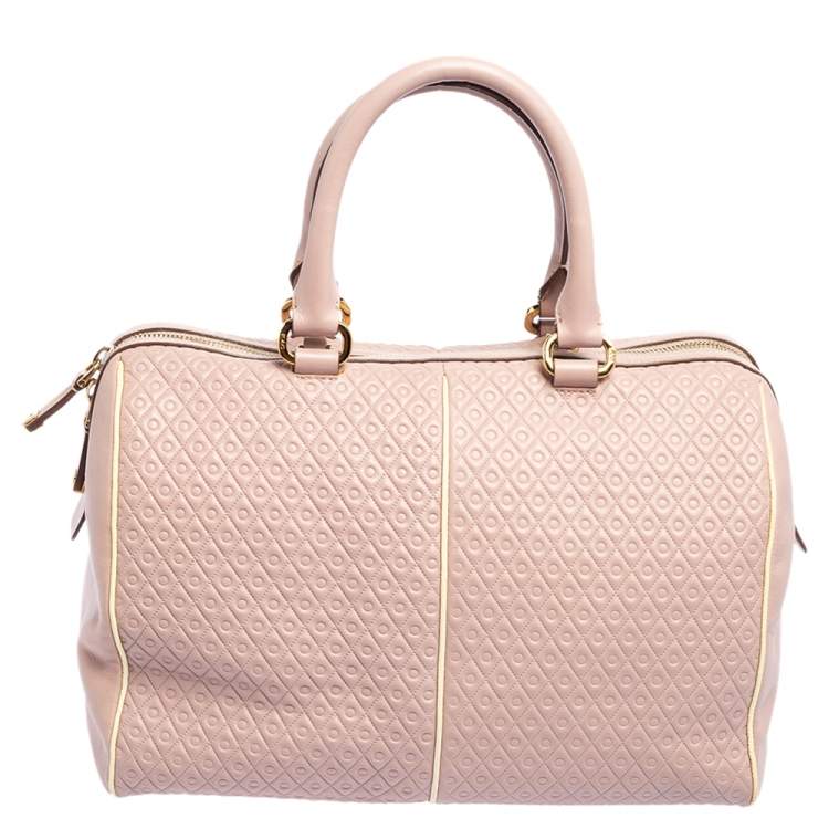 Pre Owned Tod's Pink/White Signature Leather Boston Bag