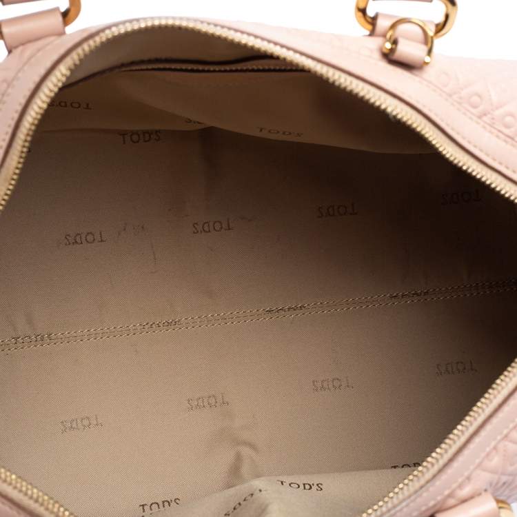 Pre Owned Tod's Pink/White Signature Leather Boston Bag