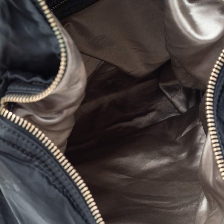 Pre Owned Tod's Black Patent Leather And Nylon Pashmy Hobo