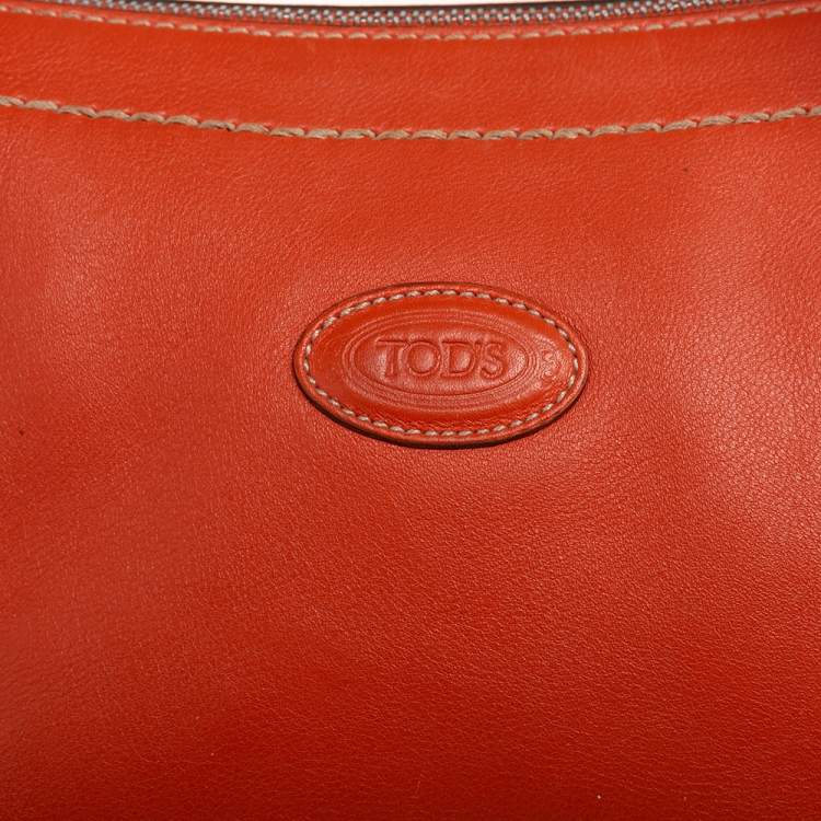 Pre Owned Tod's Orange Leather Side Buckle Detail Satchel