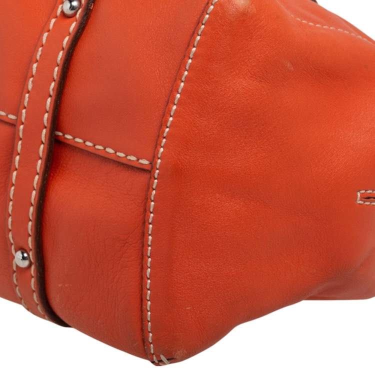 Pre Owned Tod's Orange Leather Side Buckle Detail Satchel