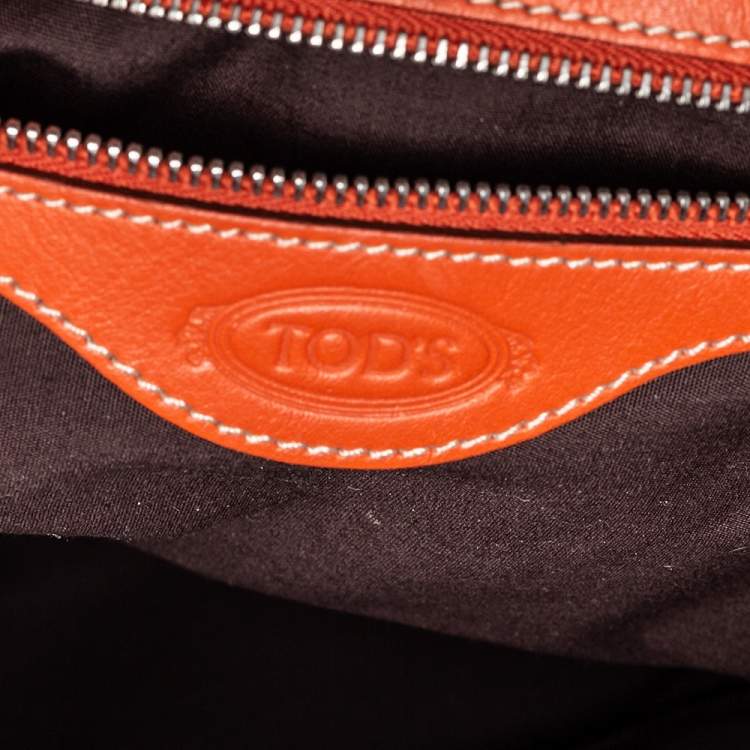 Pre Owned Tod's Orange Leather Side Buckle Detail Satchel