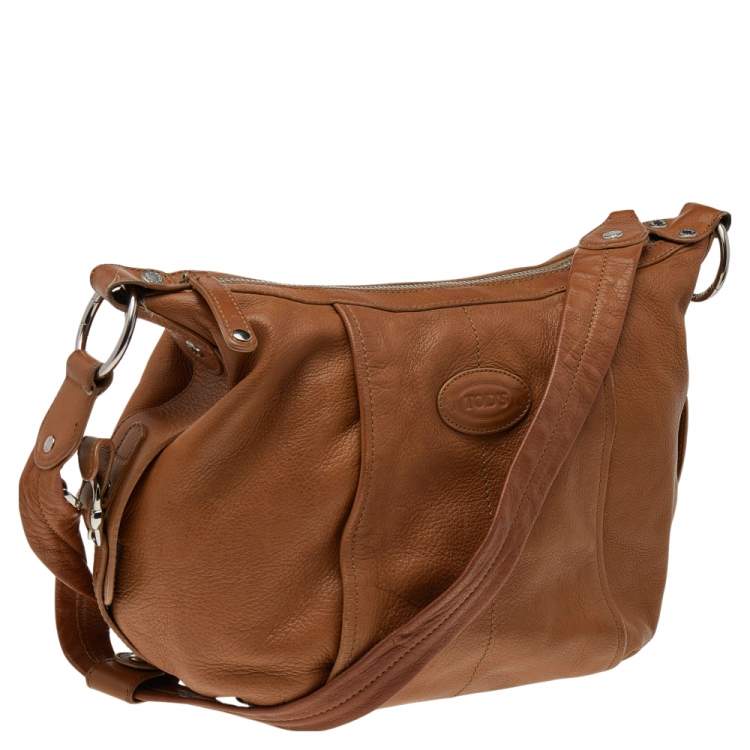 Pre Owned Tod's Brown Leather Zip Hobo
