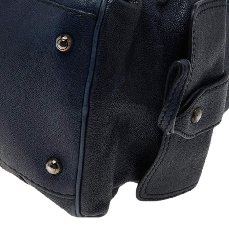 Pre Owned Tod's Blue Leather Front Pocket Zip Satchel