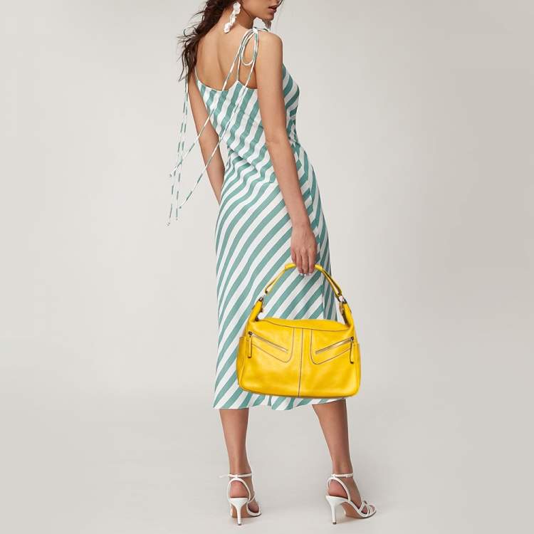 Pre Owned Tod's Yellow Leather Bowling Bag