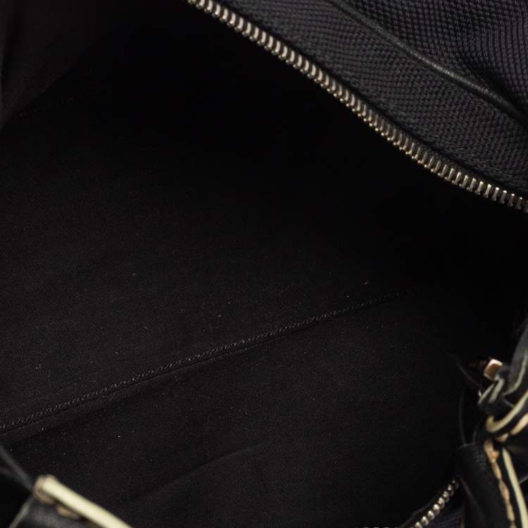 Pre Owned Tod's Black Leather and Canvas Shoulder Bag