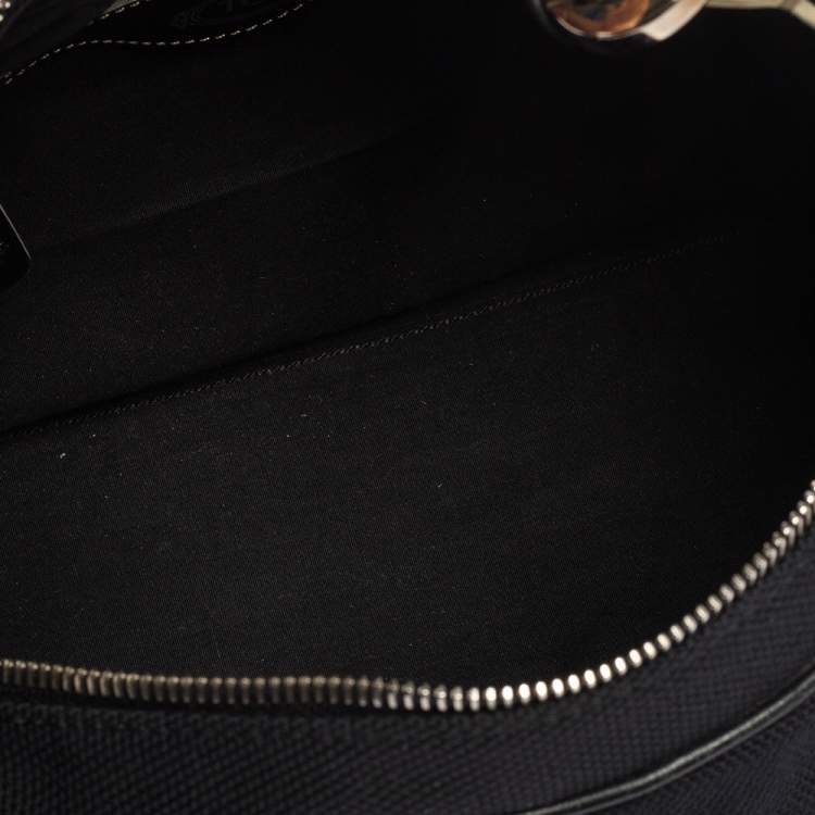 Pre Owned Tod's Black Leather and Canvas Shoulder Bag