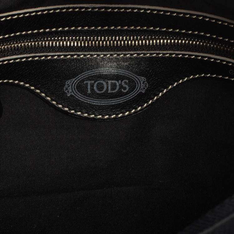 Pre Owned Tod's Black Leather and Canvas Shoulder Bag
