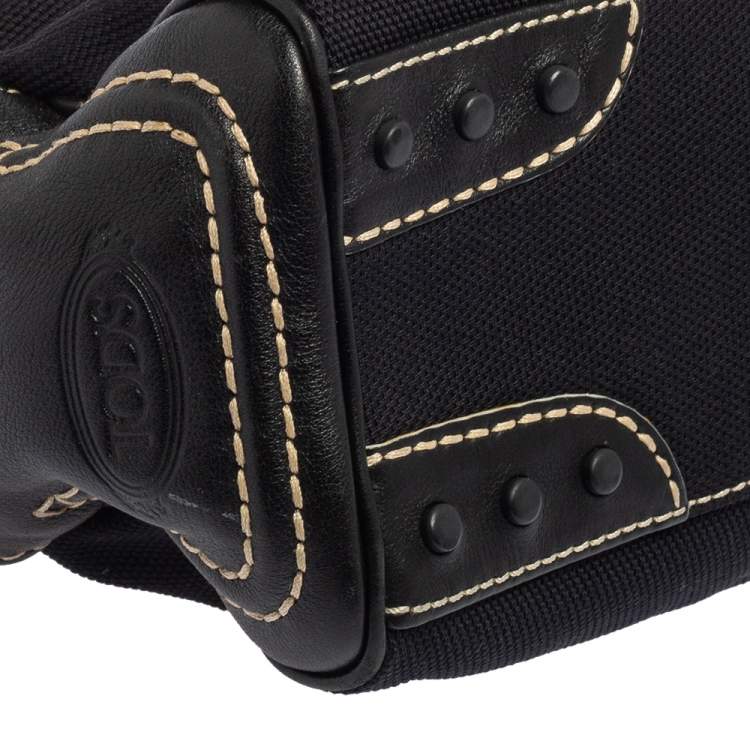 Pre Owned Tod's Black Leather and Canvas Shoulder Bag