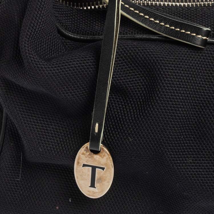Pre Owned Tod's Black Leather and Canvas Shoulder Bag