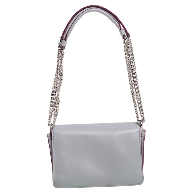 Pre Owned Tod's Grey Leather Mini Double T Shoulder Bag