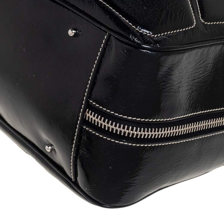 Pre Owned Tod's Black Patent Leather Side Pocket Hobo 