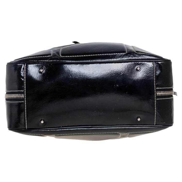 Pre Owned Tod's Black Patent Leather Side Pocket Hobo 