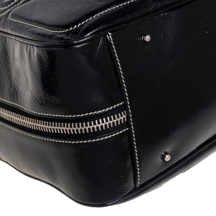 Pre Owned Tod's Black Patent Leather Side Pocket Hobo 