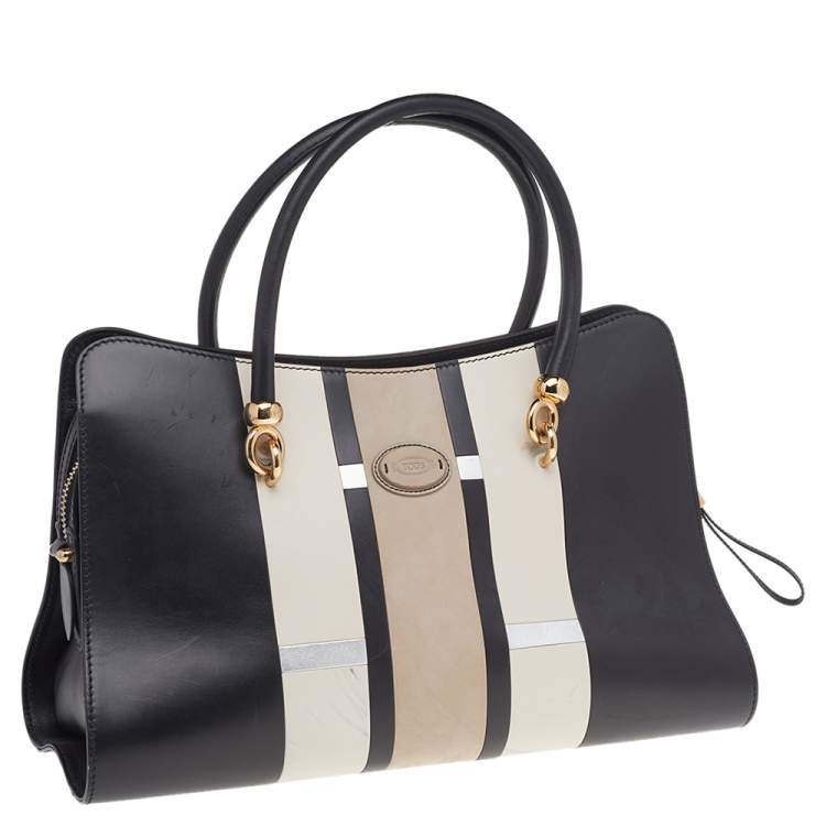 Pre Owned Tod's Multicolor Leather And Suede Sella Satchel
