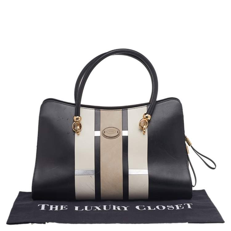 Pre Owned Tod's Multicolor Leather And Suede Sella Satchel