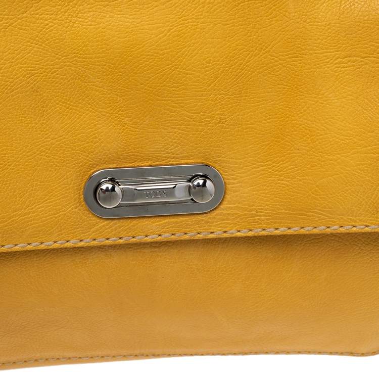 Pre Owned Tod's Yellow Leather Top Handle Bag