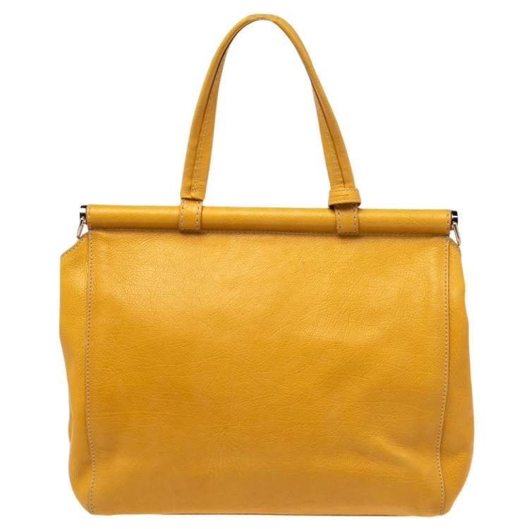Pre Owned Tod's Yellow Leather Top Handle Bag