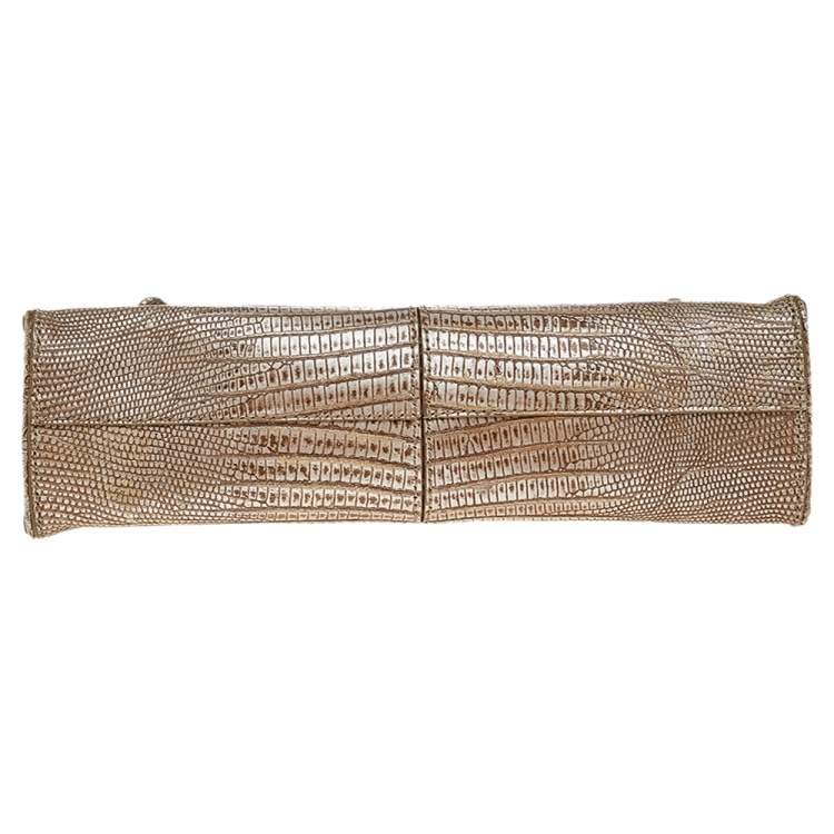 Pre Owned Tod's Metallic Brown Croc Embossed Leather Chain Clutch