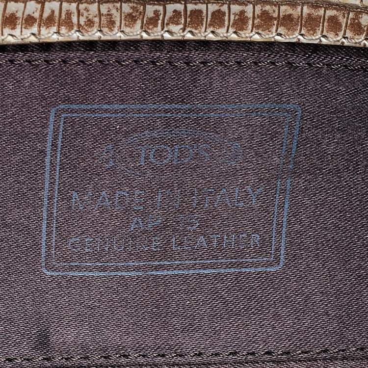 Pre Owned Tod's Metallic Brown Croc Embossed Leather Chain Clutch