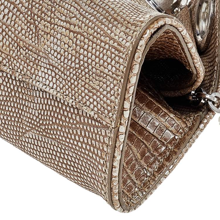 Pre Owned Tod's Metallic Brown Croc Embossed Leather Chain Clutch