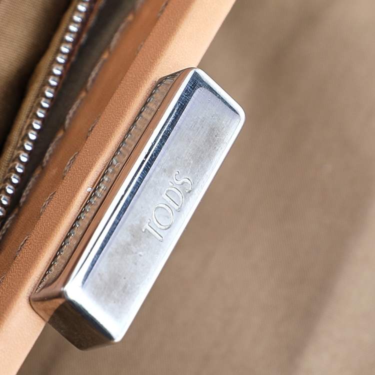 Pre Owned Tod's Beige/Brown Canvas And Leather Satchel