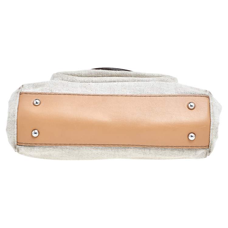Pre Owned Tod's Beige/Brown Canvas And Leather Satchel
