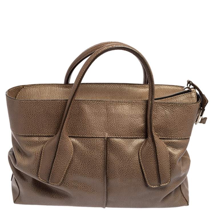 Pre Owned Tod's Brown Textured Leather D-Styling Shopper Tote