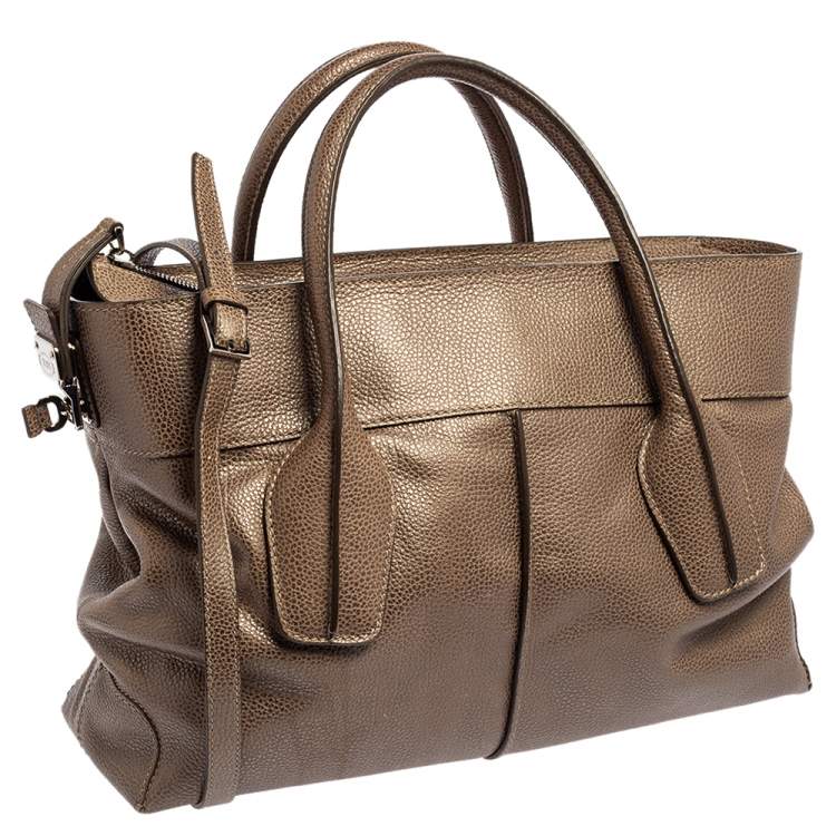 Pre Owned Tod's Brown Textured Leather D-Styling Shopper Tote
