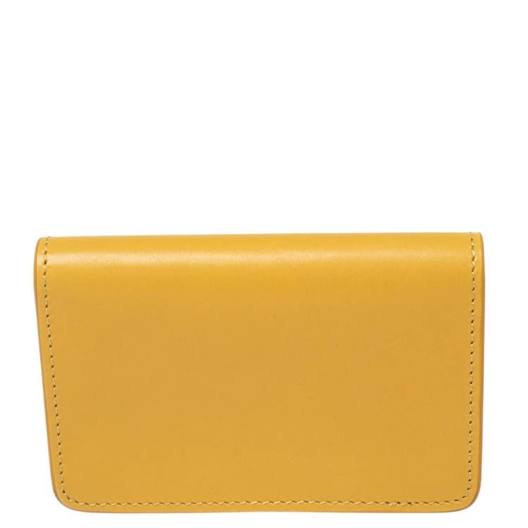 Pre Owned Tod's Yellow Leather Logo Flap Card Case
