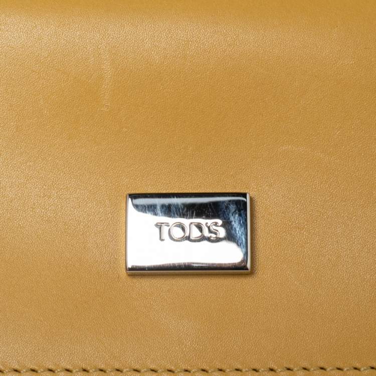 Pre Owned Tod's Yellow Leather Logo Flap Card Case