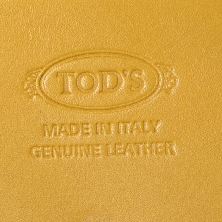Pre Owned Tod's Yellow Leather Logo Flap Card Case