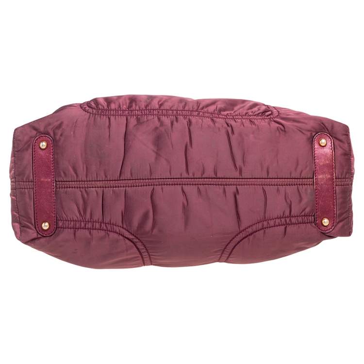 Pre Owned Tod's Burgundy Nylon and Leather Pashmy Satchel