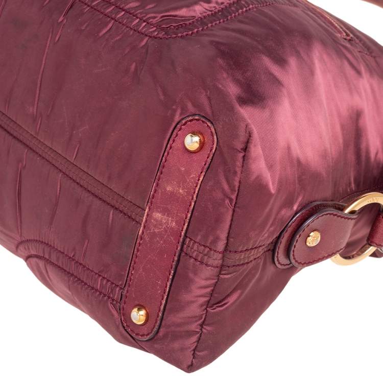 Pre Owned Tod's Burgundy Nylon and Leather Pashmy Satchel