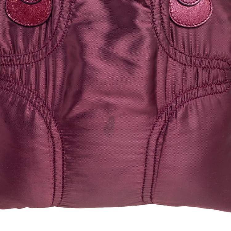 Pre Owned Tod's Burgundy Nylon and Leather Pashmy Satchel