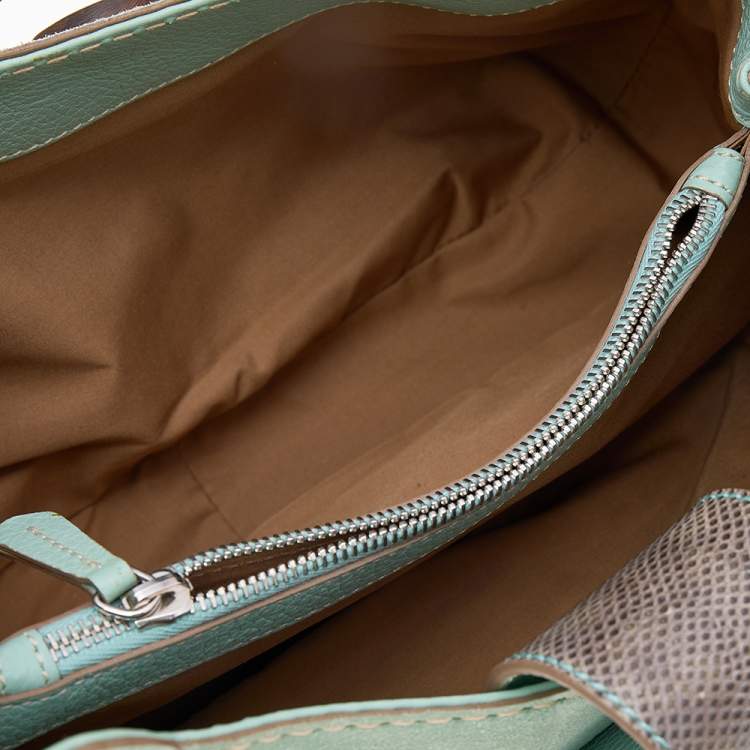 Pre Owned Tod's Green/Grey Suede and Lizard Hobo