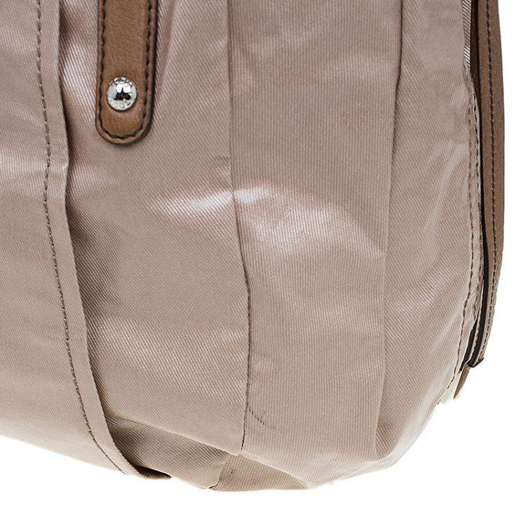 Pre Owned Tod’s Metallic Beige Coated Canvas G-Bag Easy Sacca Grande Tote