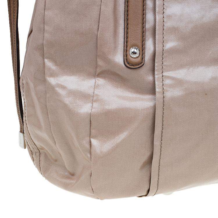 Pre Owned Tod’s Metallic Beige Coated Canvas G-Bag Easy Sacca Grande Tote