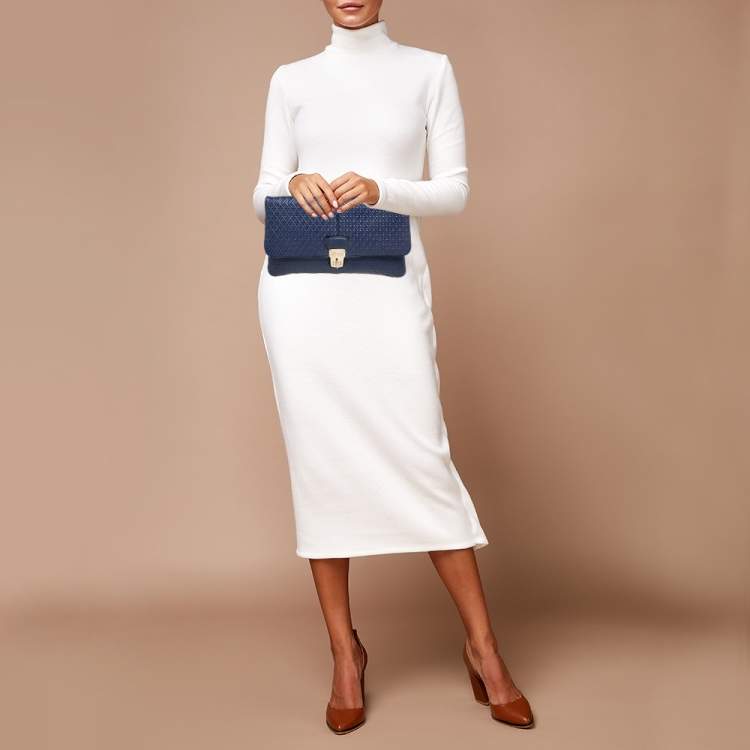 Pre Owned Tod's Blue Leather Signature Clutch