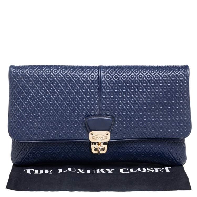 Pre Owned Tod's Blue Leather Signature Clutch
