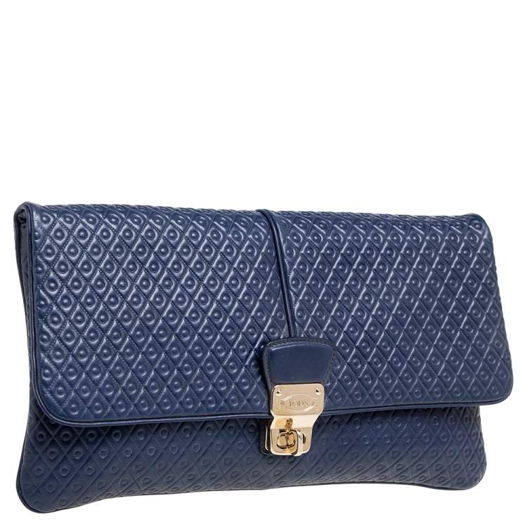 Pre Owned Tod's Blue Leather Signature Clutch