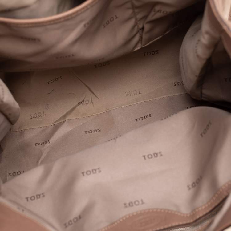 Pre Owned Tod's Dark Beige Leather Ivy Sacca Media Hobo
