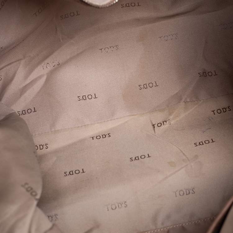 Pre Owned Tod's Dark Beige Leather Ivy Sacca Media Hobo