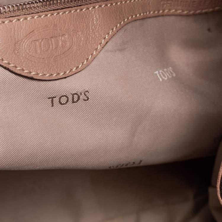 Pre Owned Tod's Dark Beige Leather Ivy Sacca Media Hobo