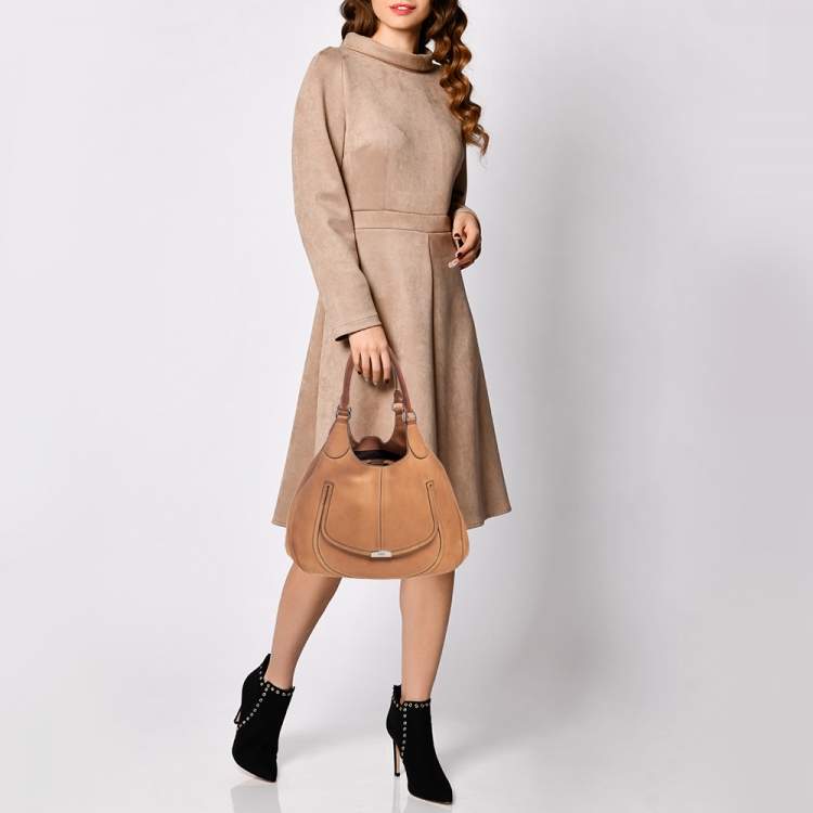 Pre Owned Tod's Beige Leather Front Pocket Hobo