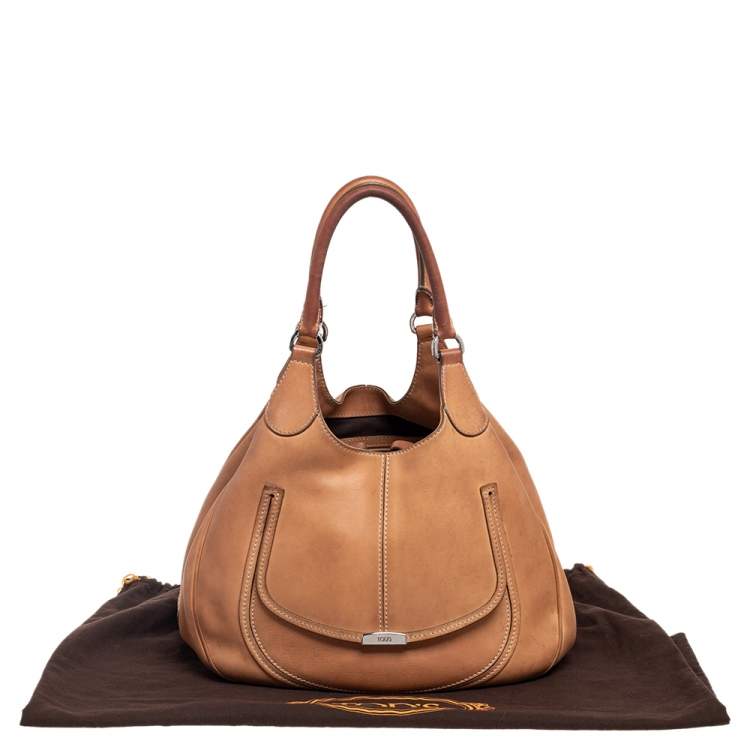 Pre Owned Tod's Beige Leather Front Pocket Hobo