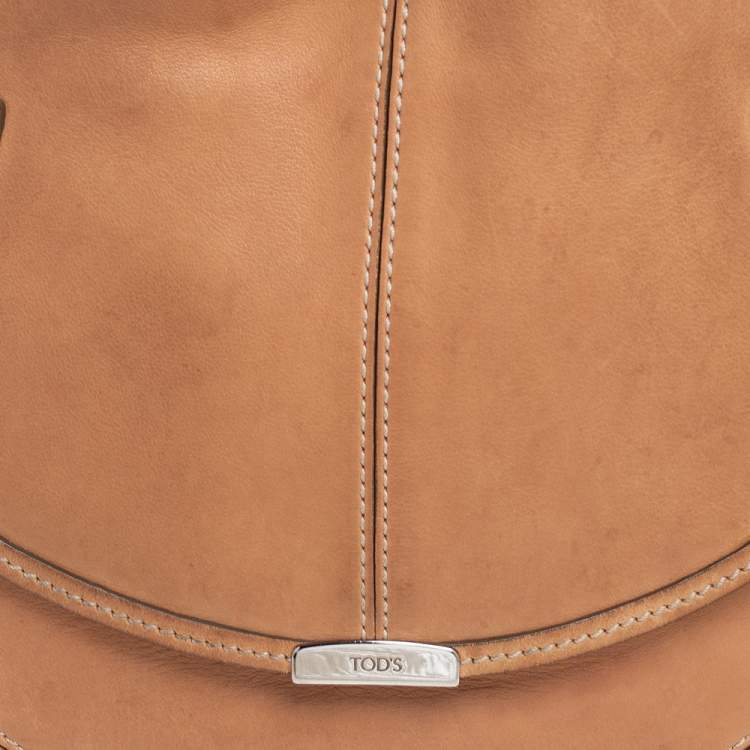 Pre Owned Tod's Beige Leather Front Pocket Hobo