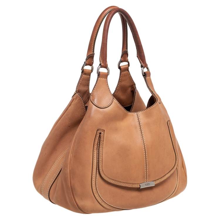 Pre Owned Tod's Beige Leather Front Pocket Hobo